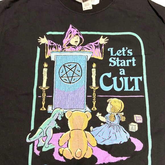 "Let's Start a Cult" Adult NOS Black Medium T-Shirt - Picture 1 of 5